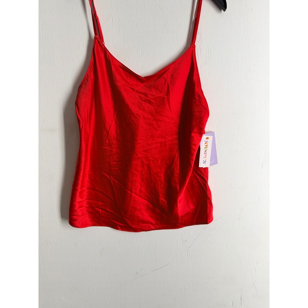 Joyspun Women Red Satin Cami Top Adjustable Straps Size S 4-6 Sleepwear New